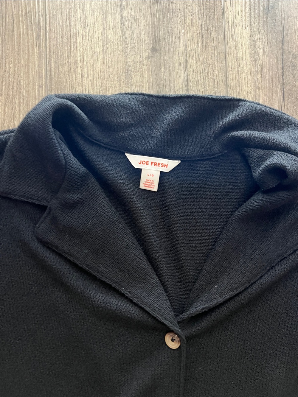 Joe Fresh Black Collared Button-Front Knit Top - Picture 2 of 4